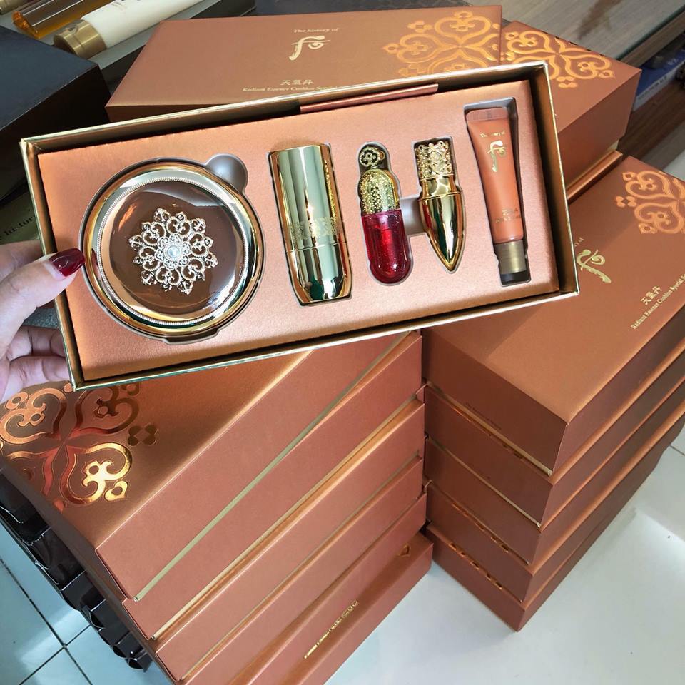 PHẤN NƯỚC WHOO tái sinh chống lão hóa Trang điểm Chống nắng ĐA NĂNG Radiant Cushion essential cushion spf50