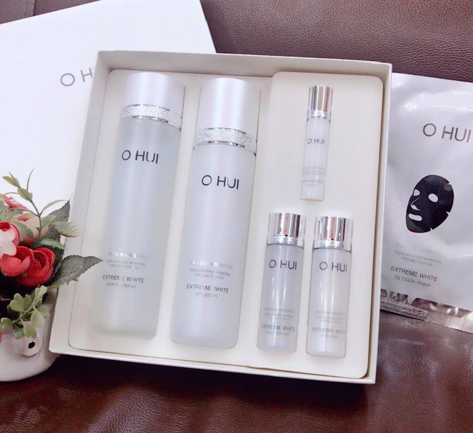 Sét Ohui white extreme nước hoa hồng sữa dưỡng trắng da chống lão hóa giúp căng mướt da