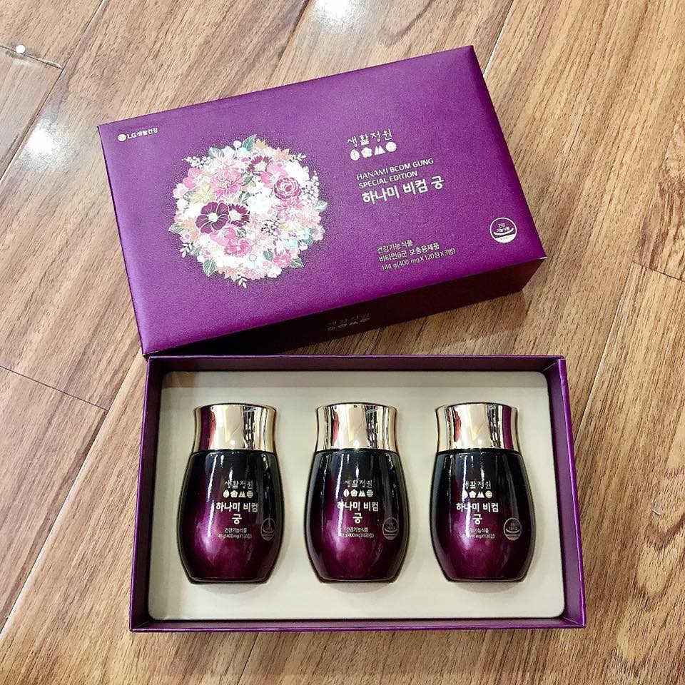 VIÊN UỐNG TỔNG HỢP HANAMI BCOMGUNG LG Viên uống đẹp da, cải thiện nội tiết tố giúp ngăn ngừa tình trạng khô sạm da, bổ sung dưỡng chất vitamin cần thiết cho cơ thể